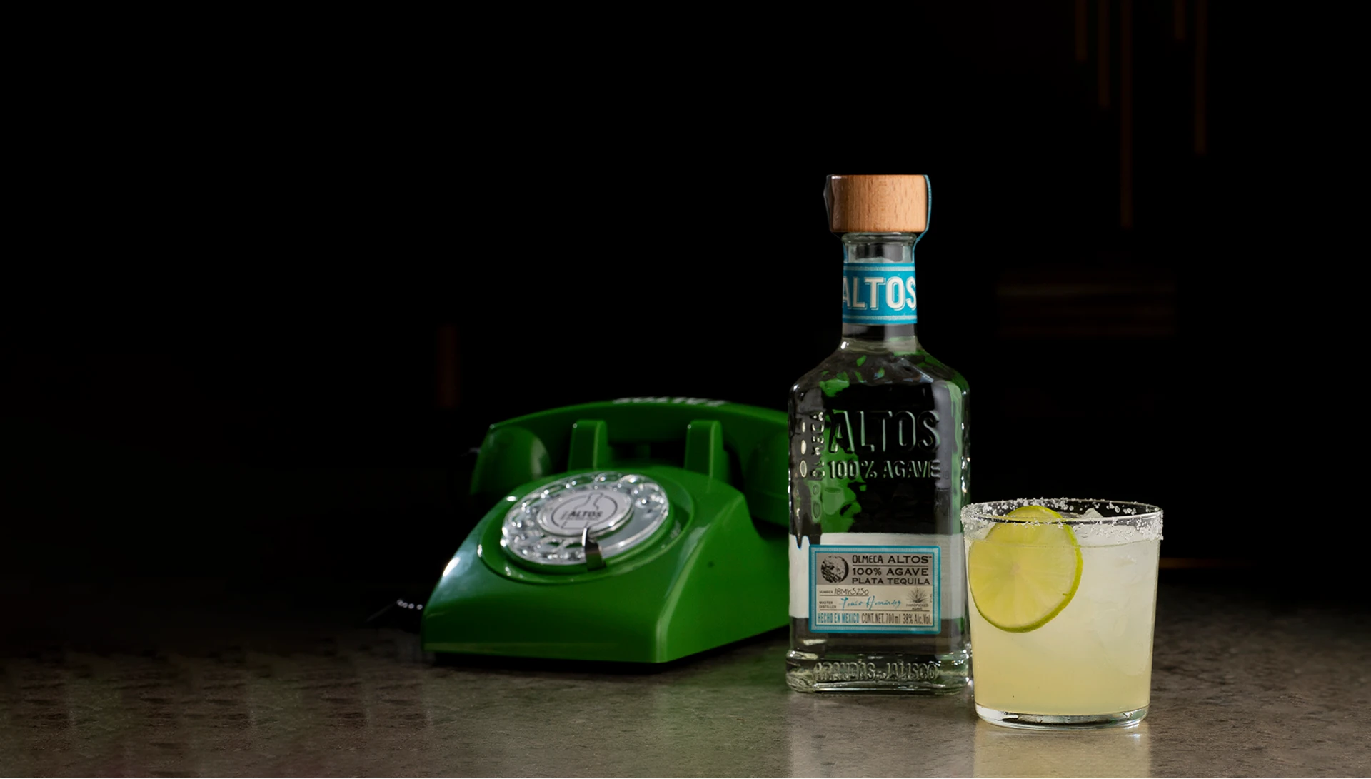 Background with Altos Plata Bottle