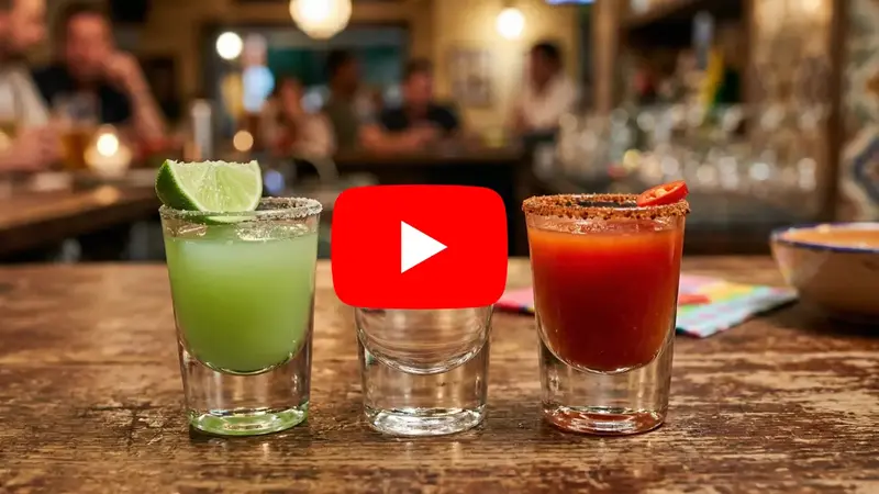 three olmeca tequila shots representing de mexican flag 