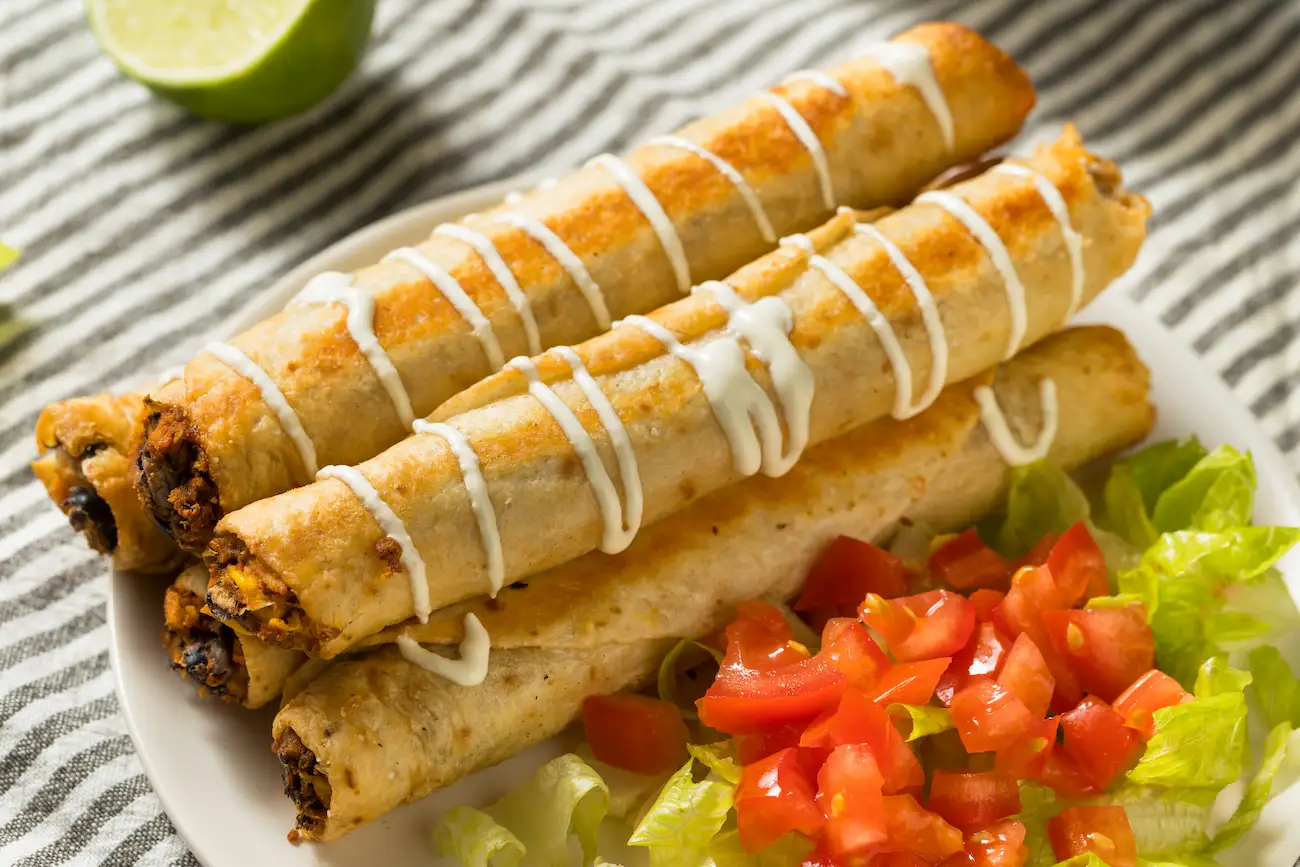 Three homemade flautas